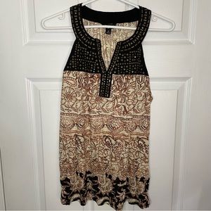 Lucky Brand Floral Studded Boho sleeveless top Medium